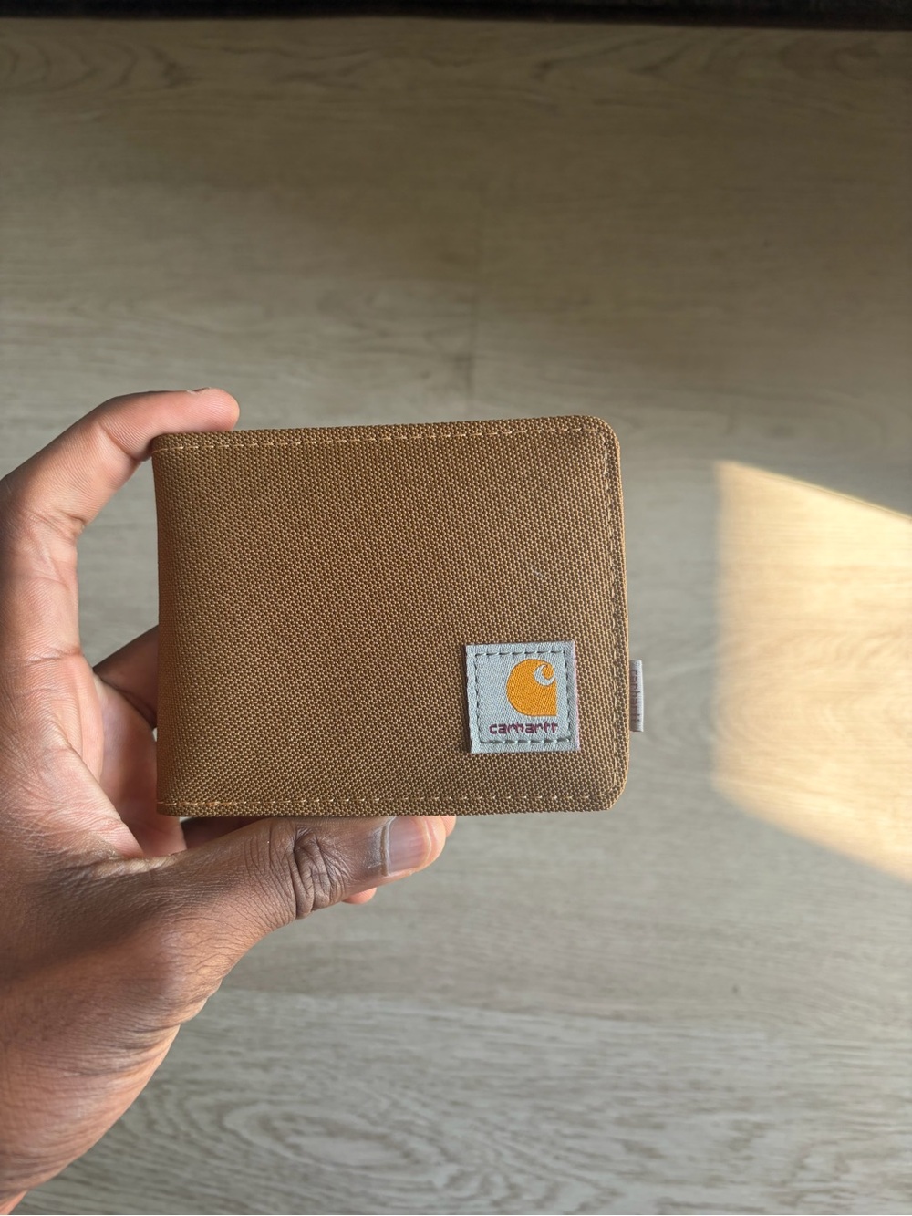 Carhartt Tan Canvas Bifold Wallet with Logo Patch
